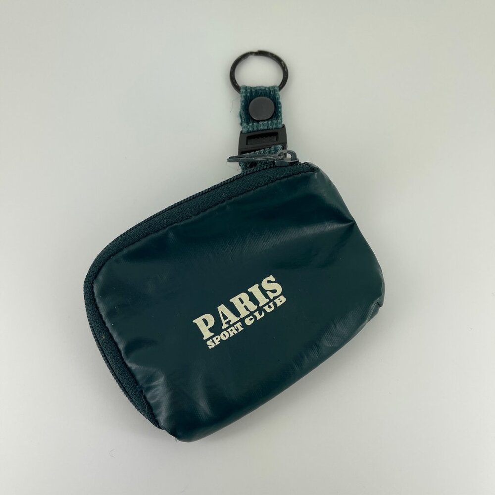 VINTAGE 80s PARIS SPORT CLUB NYLON ZIP BAG CHARM CREDIT CARD + CASH STASH POUCH